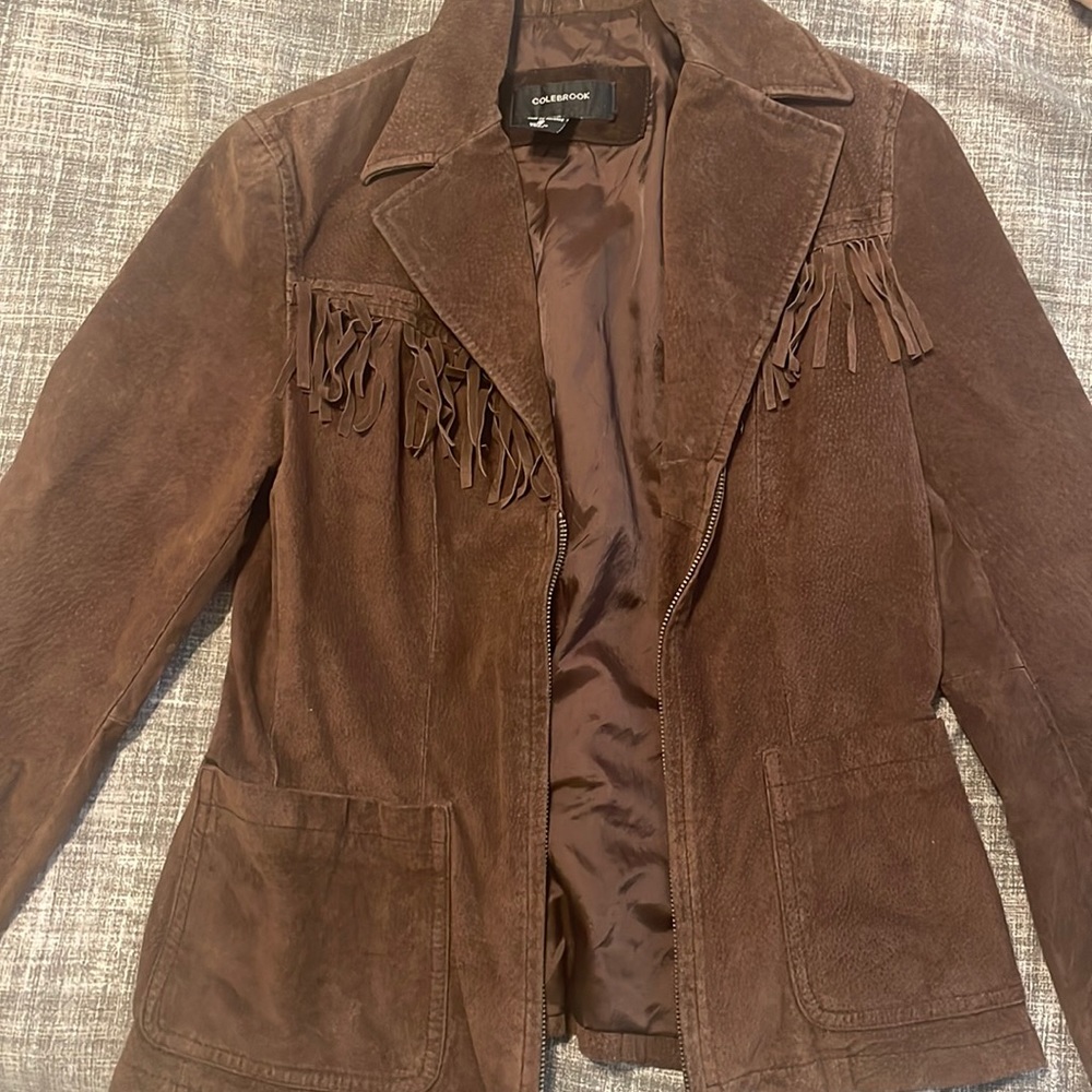 Beautiful brown leather fringe jacket